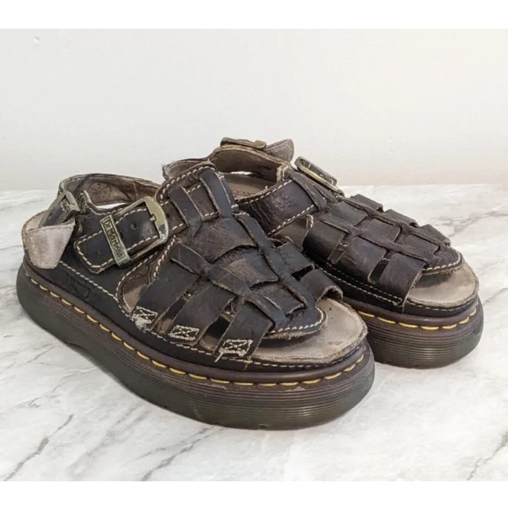 Dr Martens Vintage Platform Fisherman Leather Sandals Men 6 Women's 7.5 EU 38